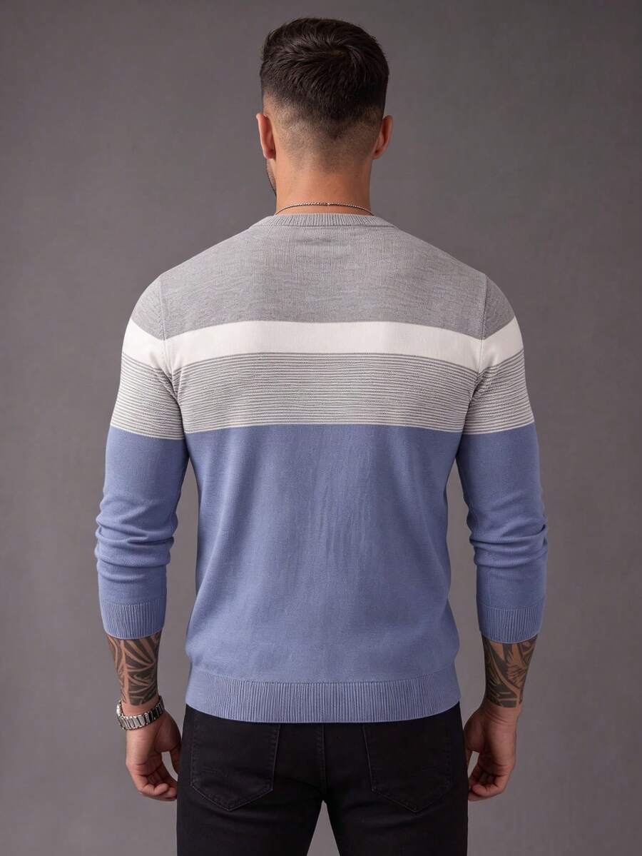 Colour-Block V-Neck Fine Knit