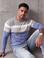 Colour-Block V-Neck Fine Knit