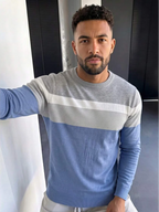 Colour-Block V-Neck Fine Knit