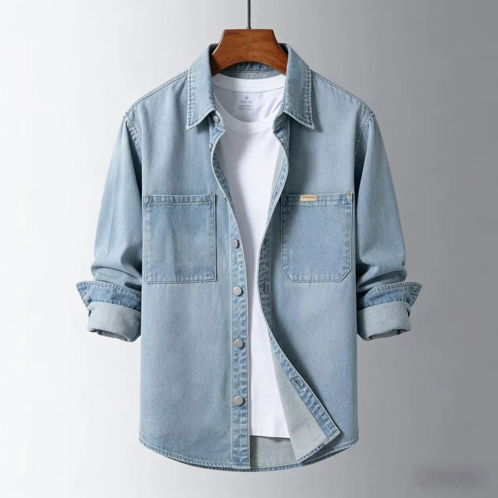 Washed Denim Workwear Overshirt