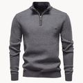 Textured Cotton Blend Zip-Neck Jumper