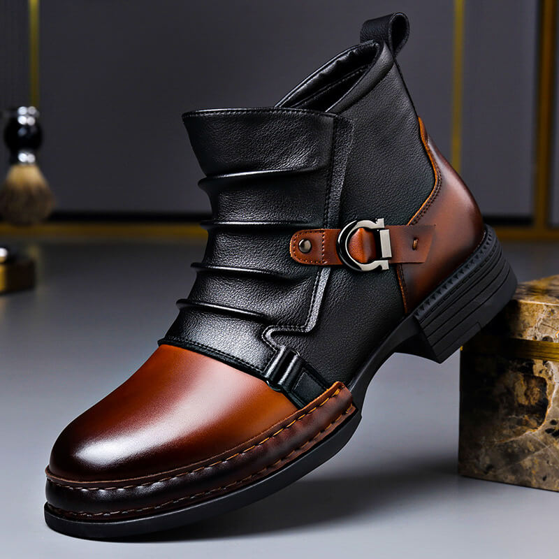 Polished Real Leather Ankle Boots
