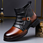 Polished Real Leather Ankle Boots