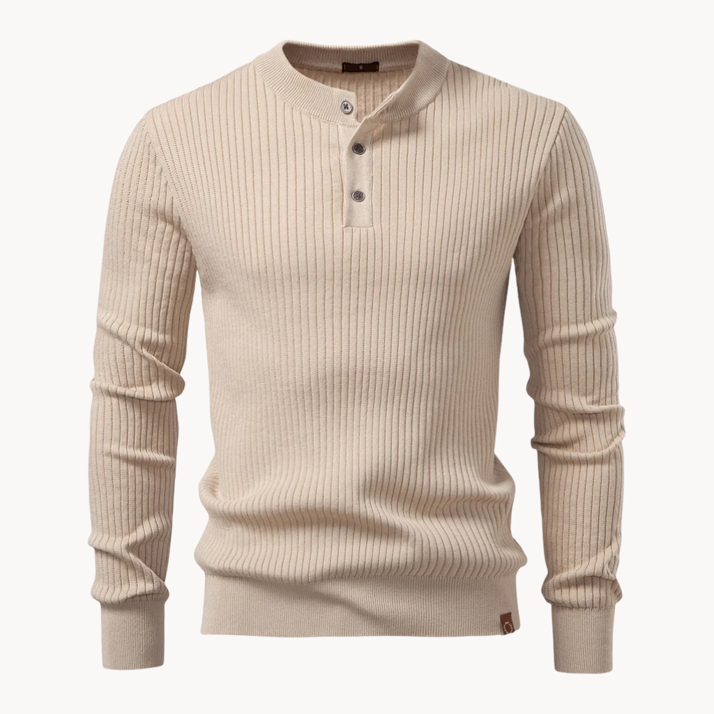 Men's Ribbed Knit Henley Shirt