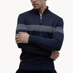 Striped Zip-Through Knit Sweater