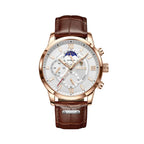 43mm Leather Strap Quartz Watch