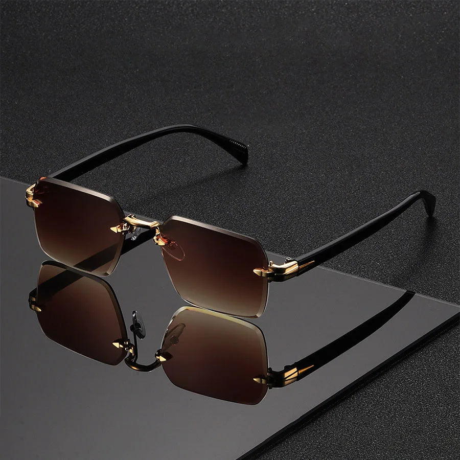 Rimless Gold-Bridge Sunglasses