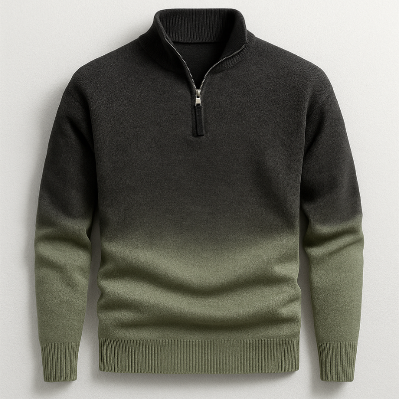 Gradient Fade Quarter-Zip Knit