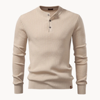 Ribbed Long-Sleeve Henley Shirt