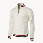 Contrast Stripe Cable Quarter-Zip