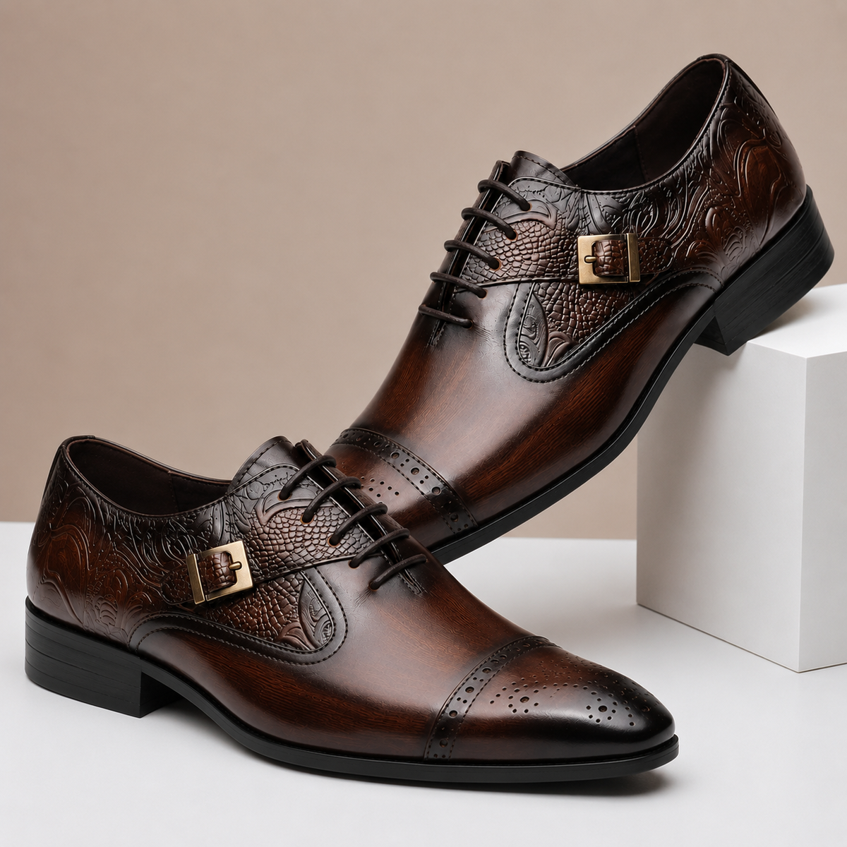 Cap-Toe Leather Dress Shoes
