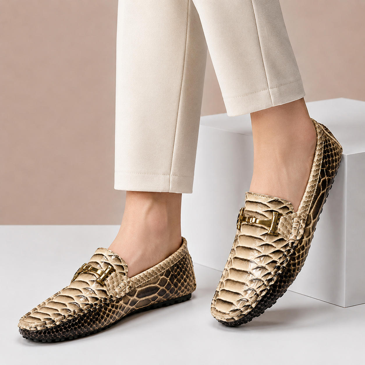 Embossed Leather Comfort Loafer