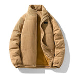 High-Collar Corduroy Puffer Jacket