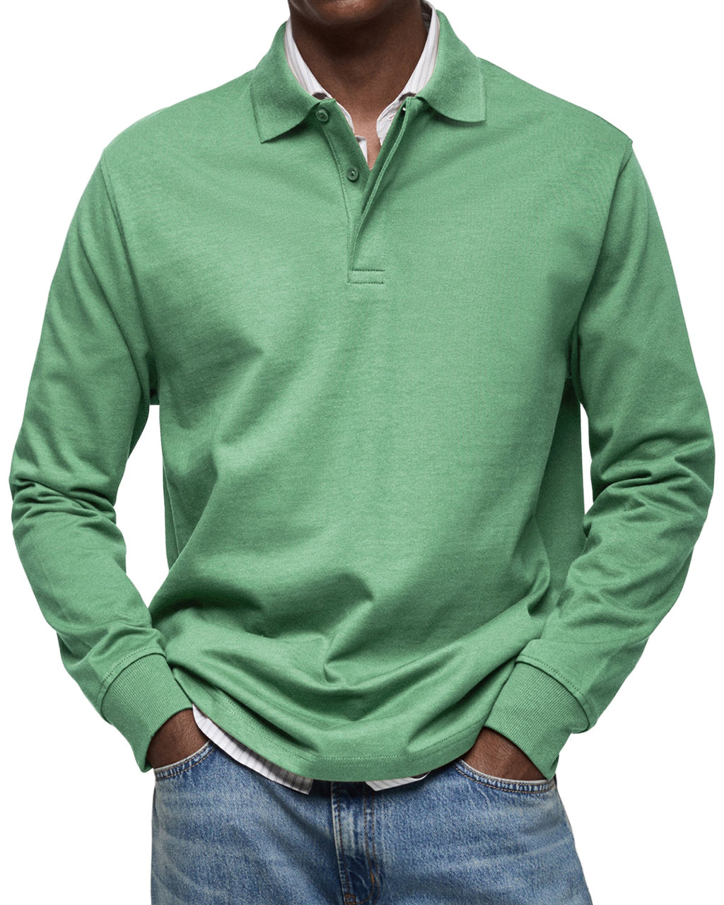 Long-Sleeve Cotton Polo Shirt