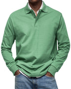 Long-Sleeve Cotton Polo Shirt
