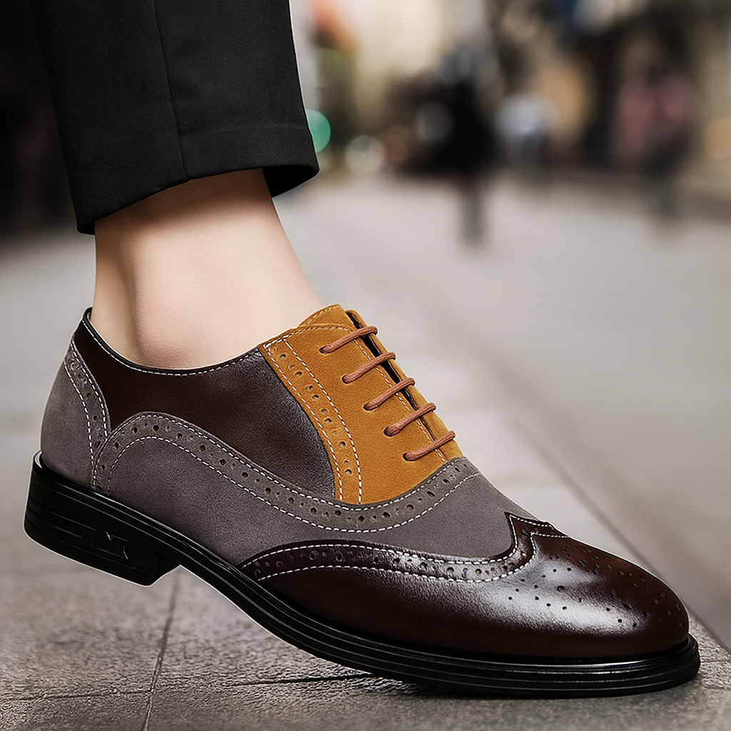 Leather and Suede Wingtip Brogue