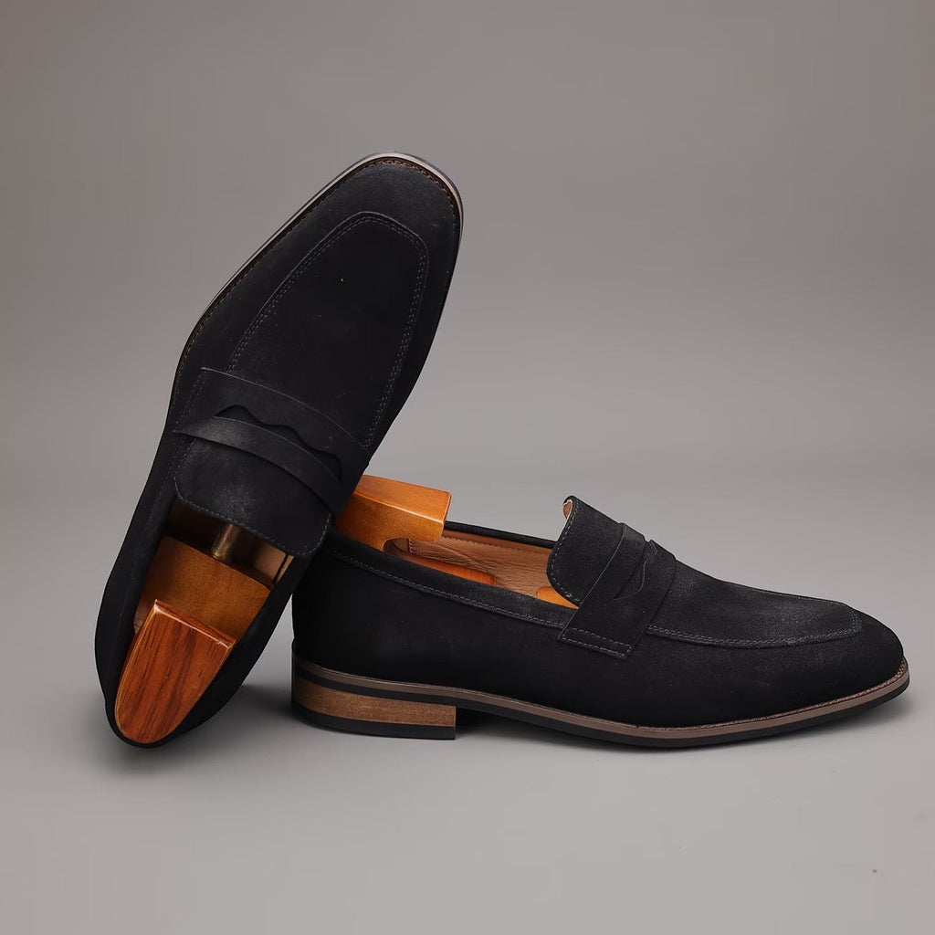 Suede Penny Loafers – Men's Slip-On Shoes - Secranzo