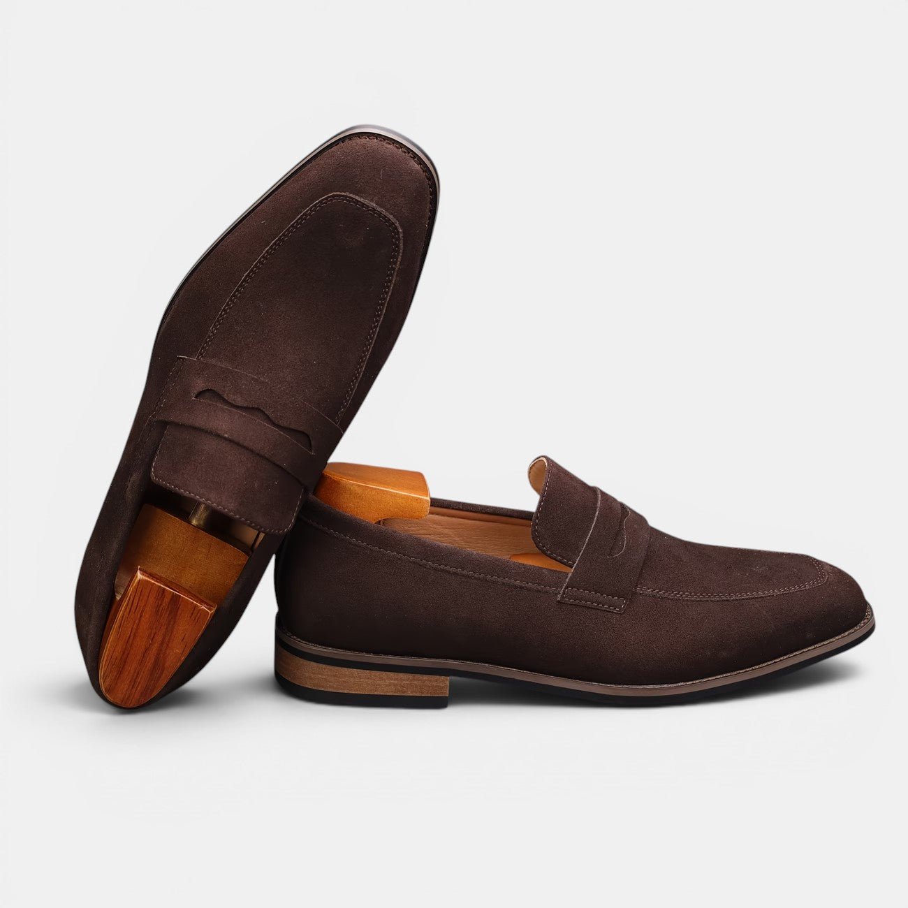 Suede Penny Loafers – Men's Slip-On Shoes - Secranzo