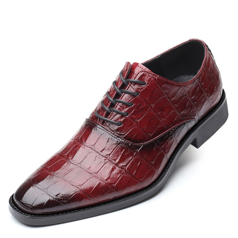 Croc-Embossed Leather Oxford Shoes