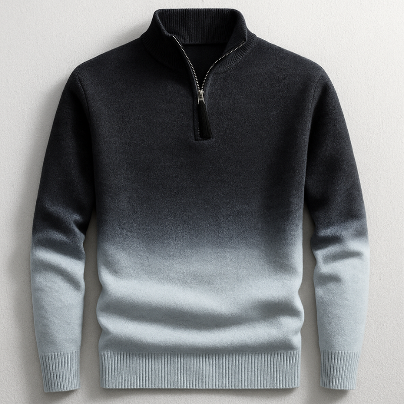 Gradient Fade Quarter-Zip Knit