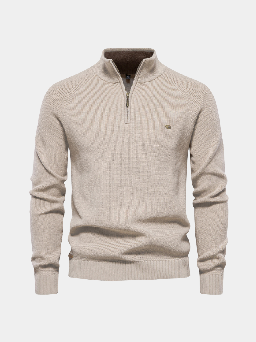 Cotton-Blend Crew Neck Sweater