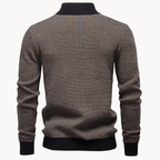 Textured Cotton Blend Zip-Neck Jumper