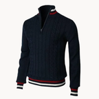 Contrast Stripe Cable Quarter-Zip