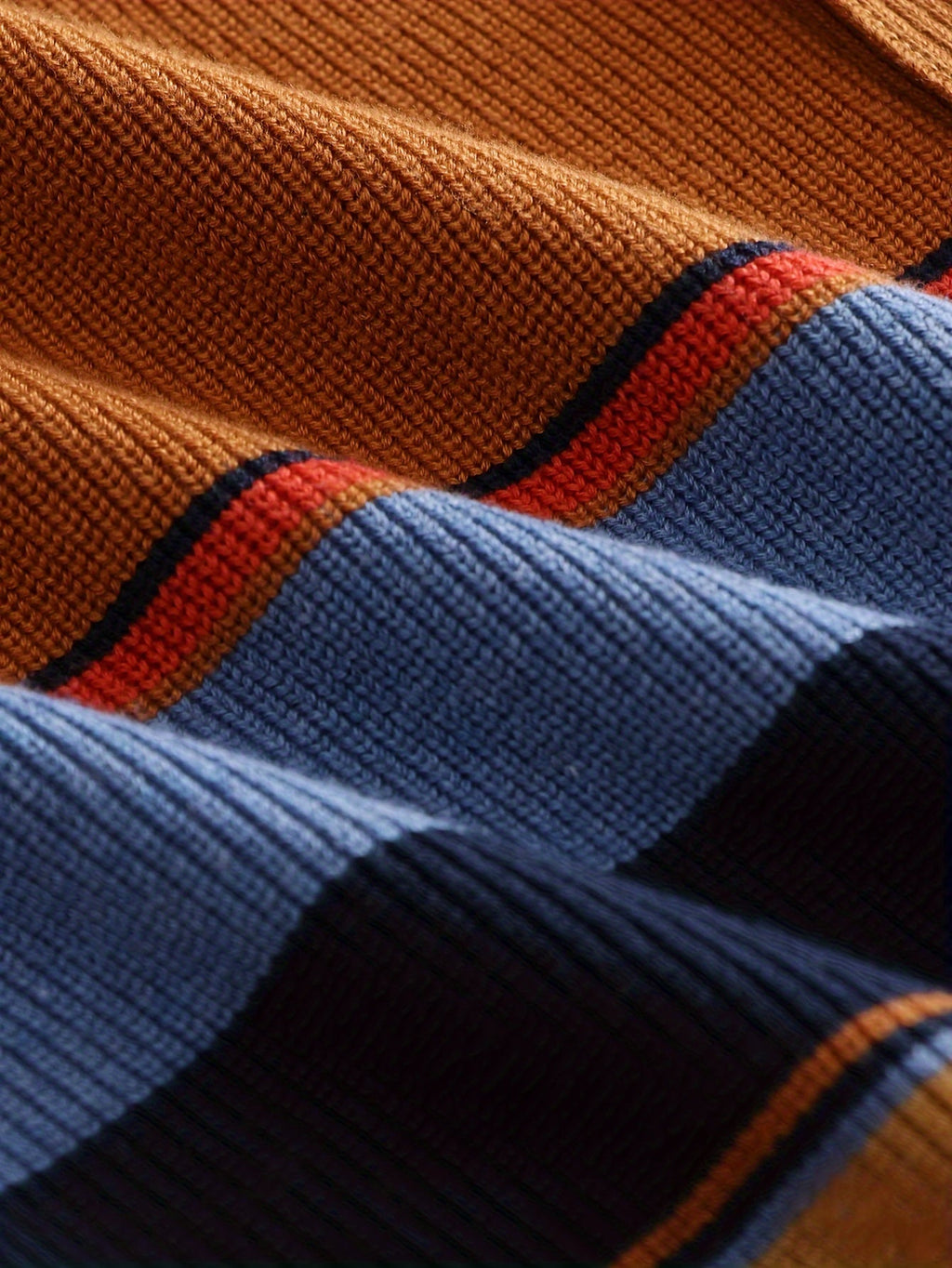 Wide-Collar Striped Rib Jumper