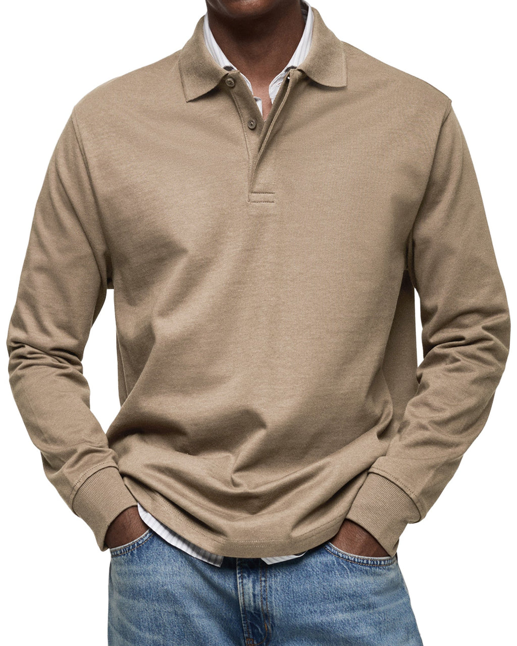 Long-Sleeve Cotton Polo Shirt