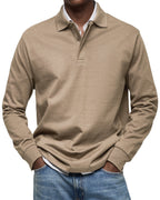Long-Sleeve Cotton Polo Shirt