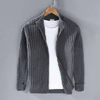 Stand-Collar Zip Knit Sweater