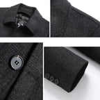 Plaid Turn-Down Collar Wool Coat