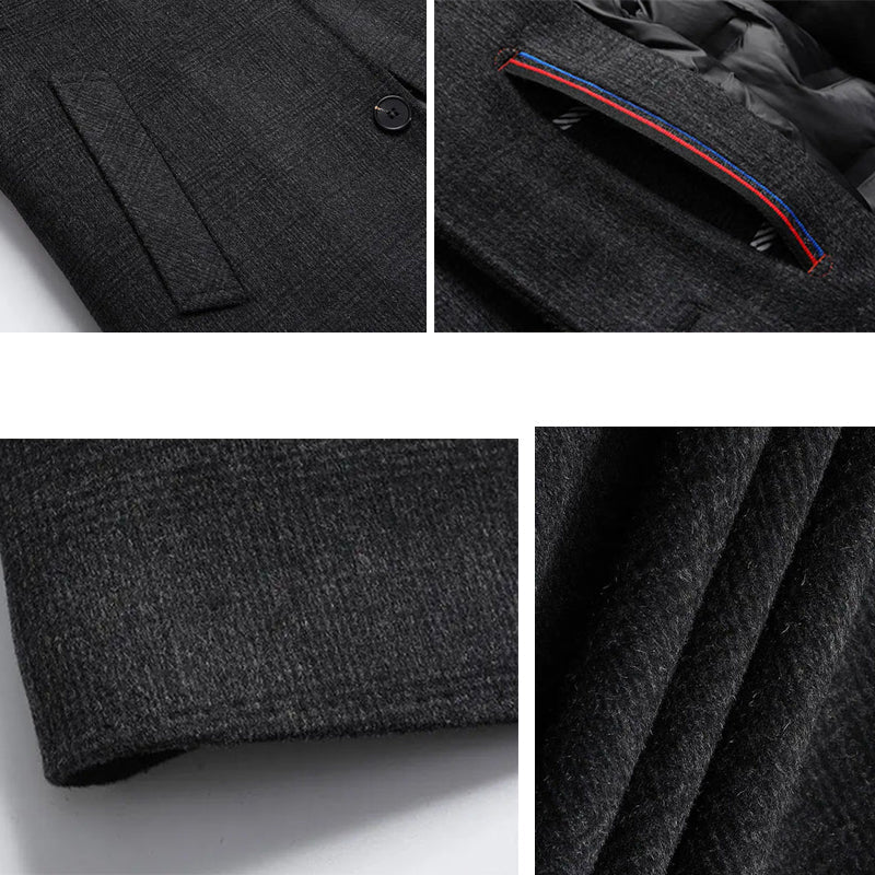 Plaid Turn-Down Collar Wool Coat