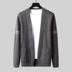 Twin Pocket Striped Sleeve Cardigan
