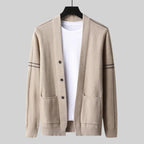 Twin Pocket Striped Sleeve Cardigan