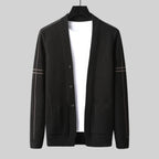 Twin Pocket Striped Sleeve Cardigan