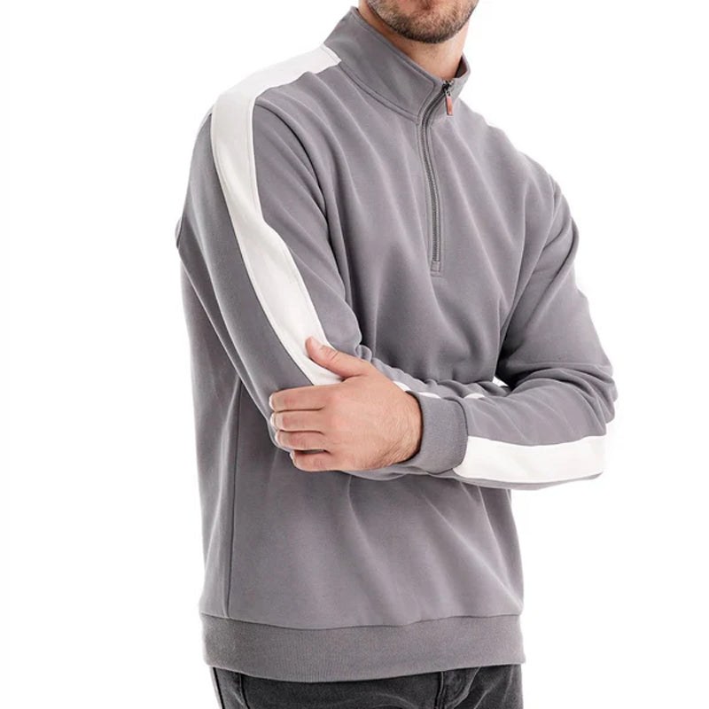 Side-Stripe Quarter Zip Sweatshirt