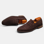 Suede Penny Loafers – Men's Slip-On Shoes - Secranzo