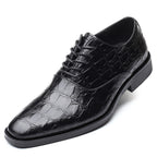 Croc-Embossed Leather Oxford Shoes