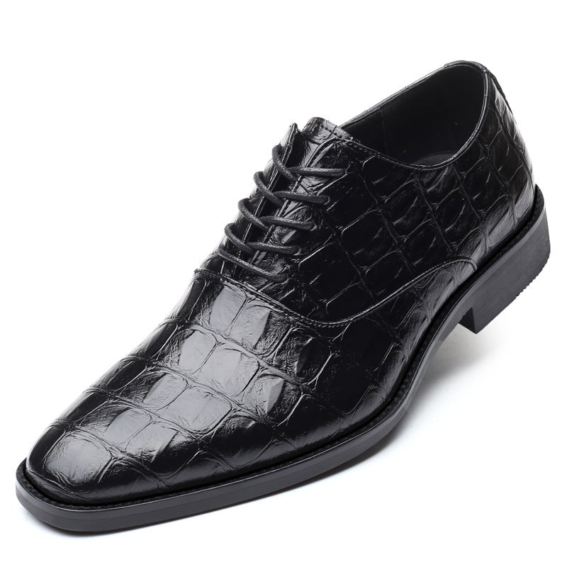 Croc-Embossed Leather Oxford Shoes