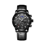 43mm Leather Strap Quartz Watch