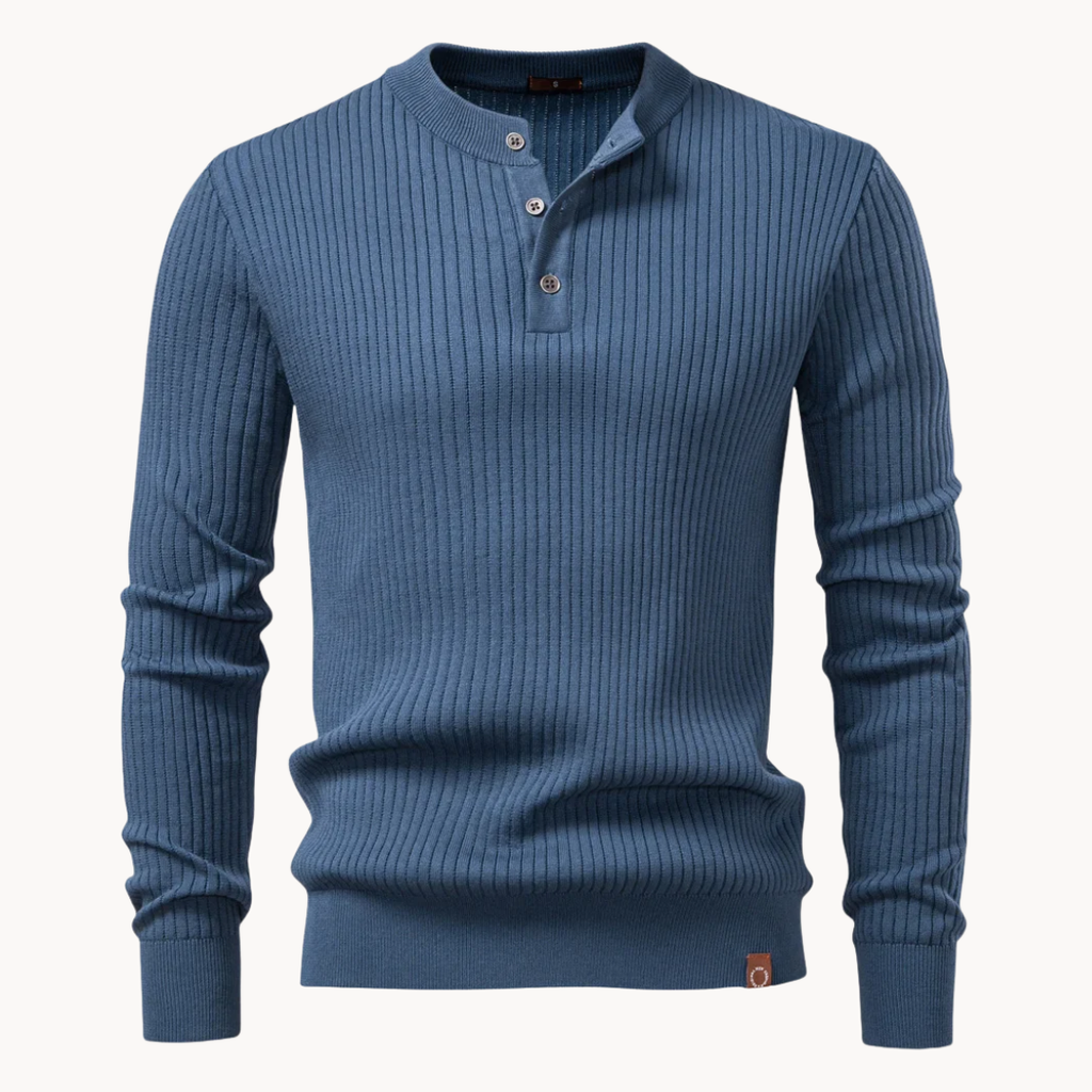 Men's Ribbed Knit Henley Shirt