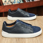 Suede and Leather Slip-On Trainers