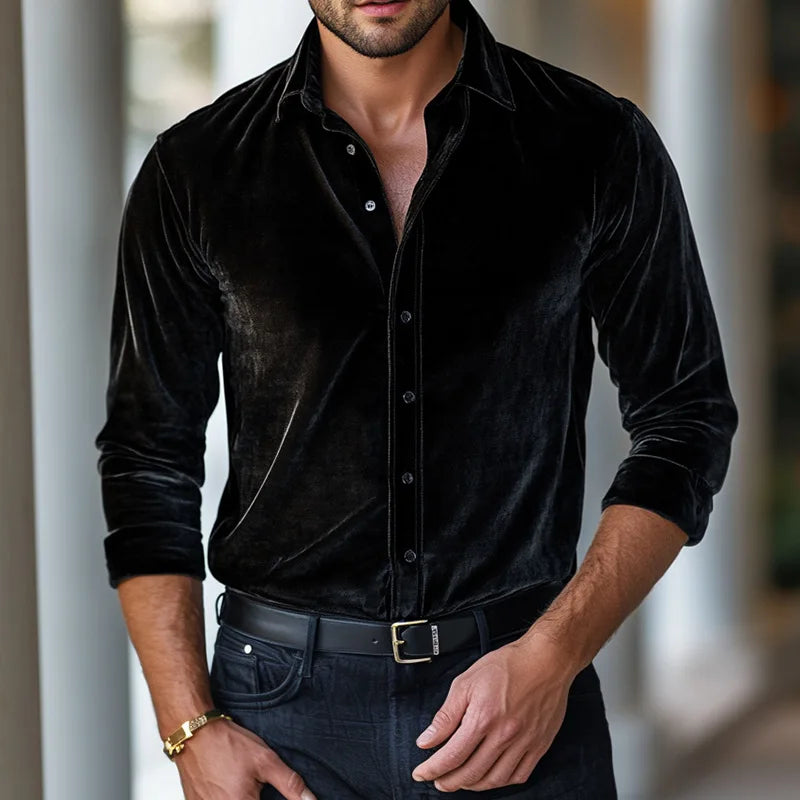 Deep-Pile Velvet Evening Shirt
