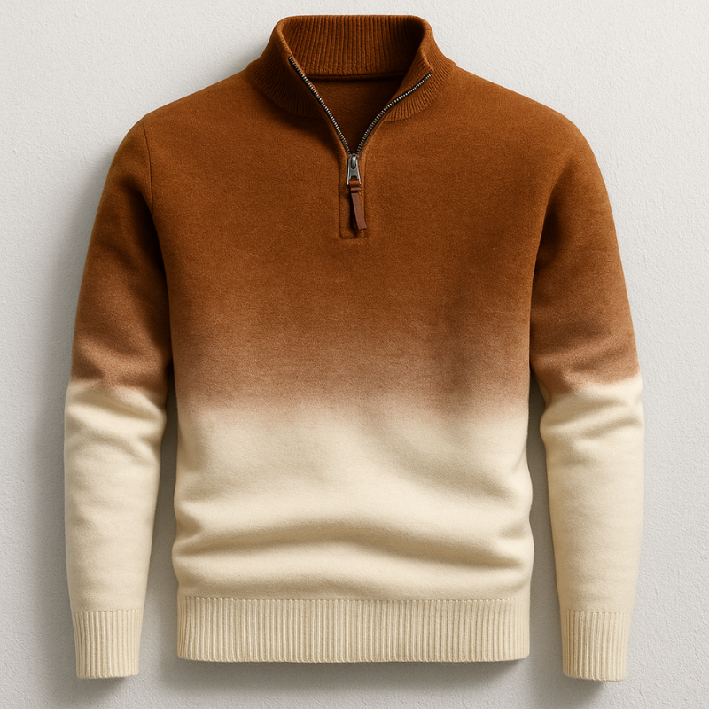 Gradient Fade Quarter-Zip Knit