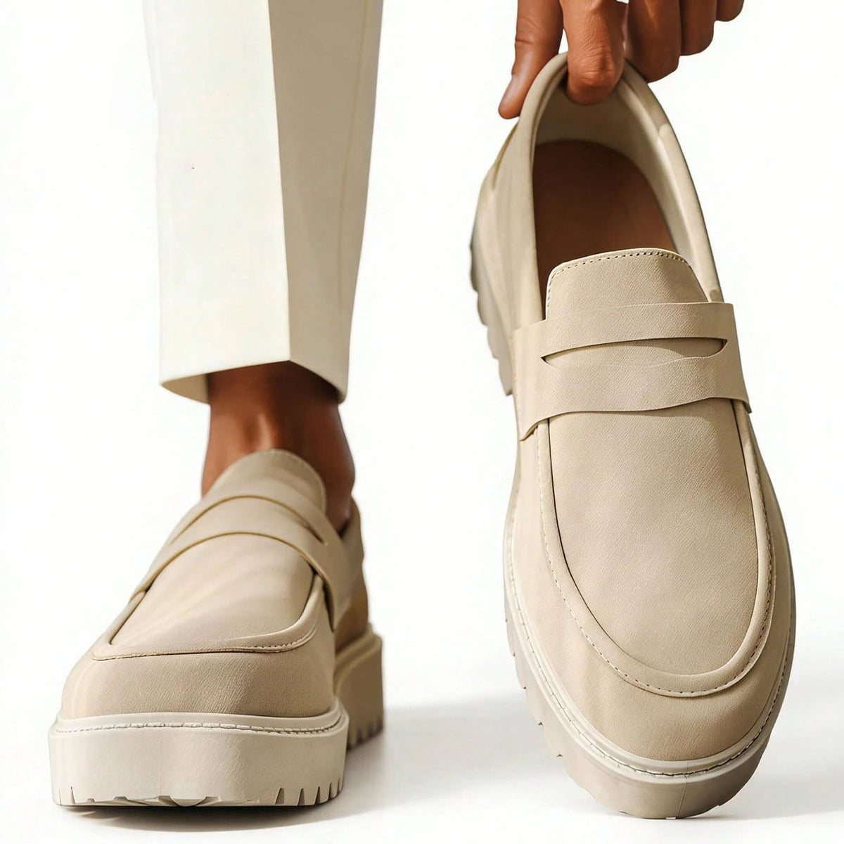 Men's Platform Sole Slip-On Loafers