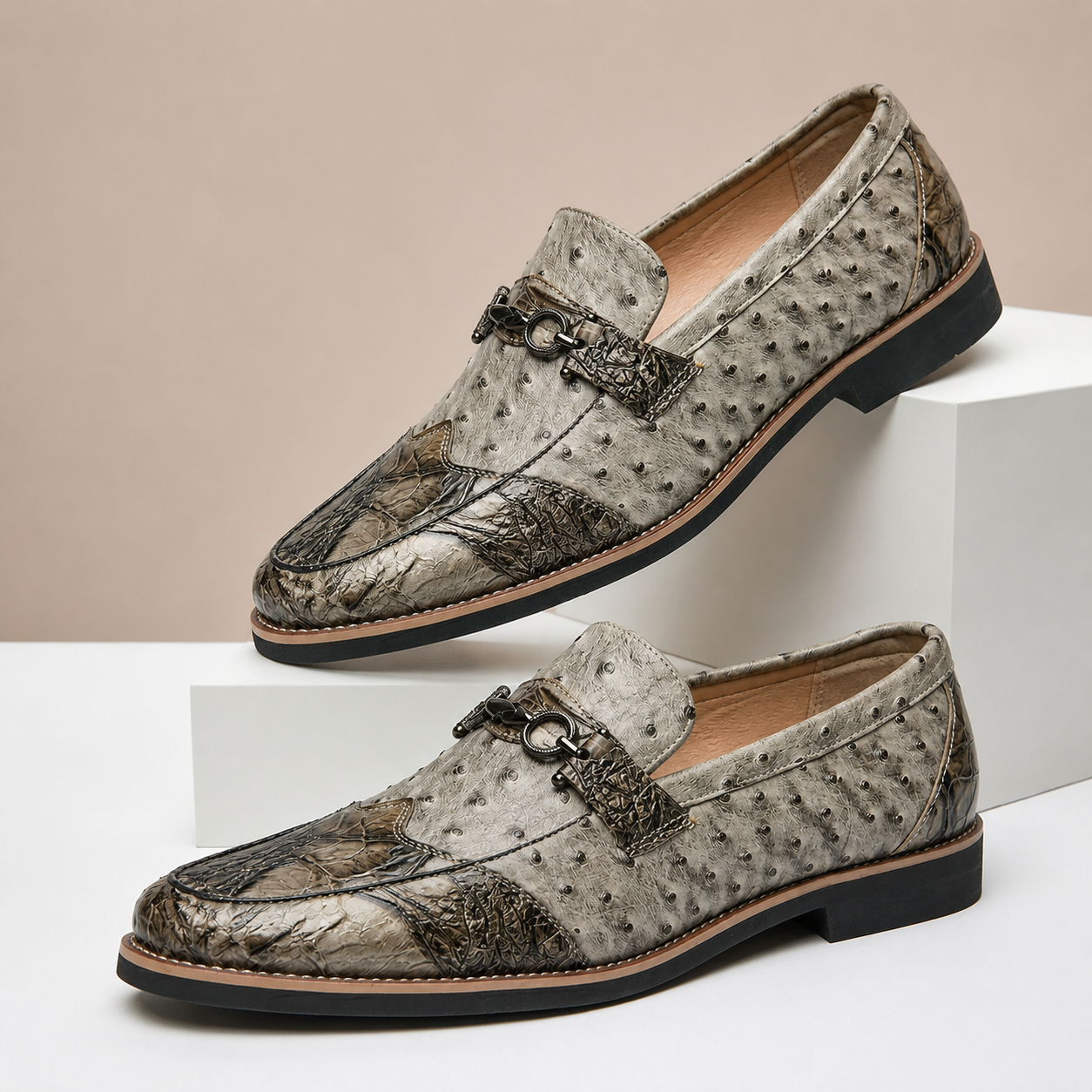 Dual-Tone Leather Slip-On Loafer