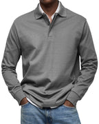 Long-Sleeve Cotton Polo Shirt