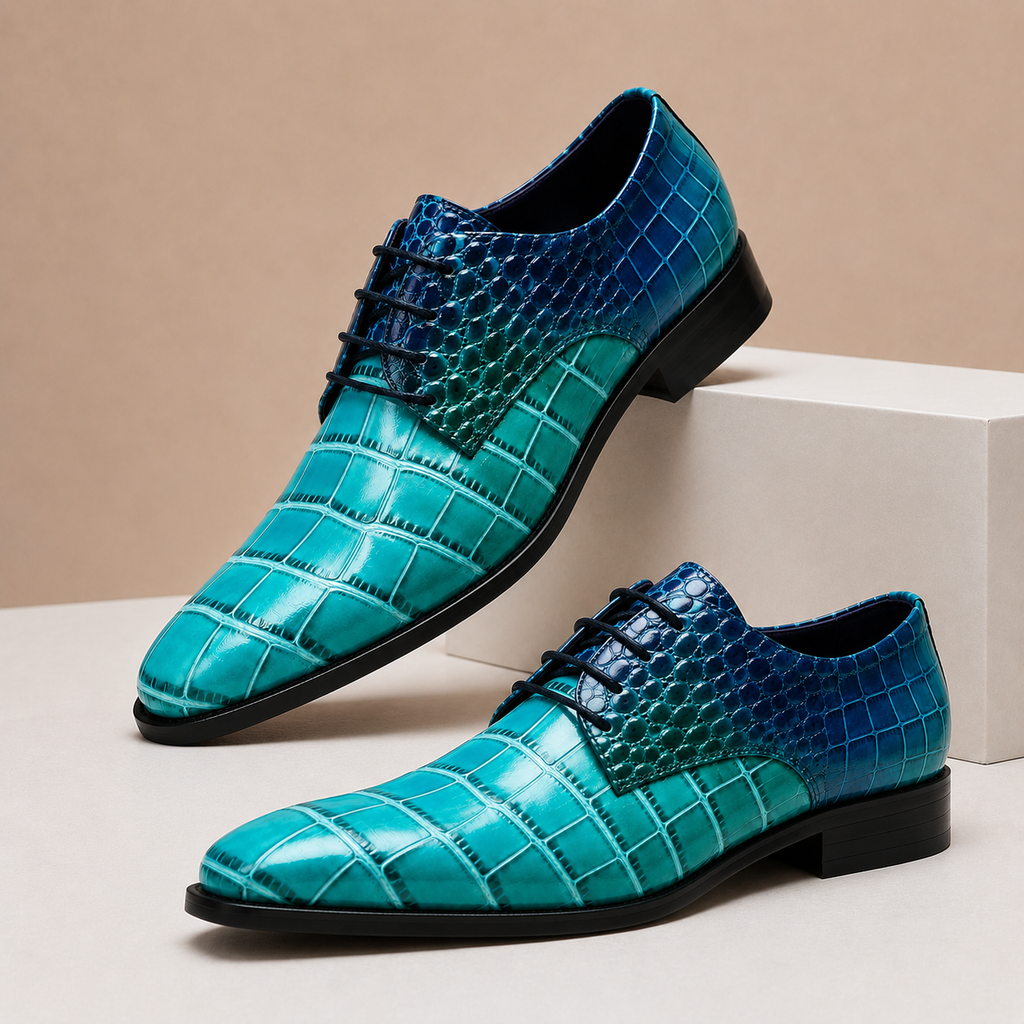 Polished Embossed Lace-Up Dress Shoe