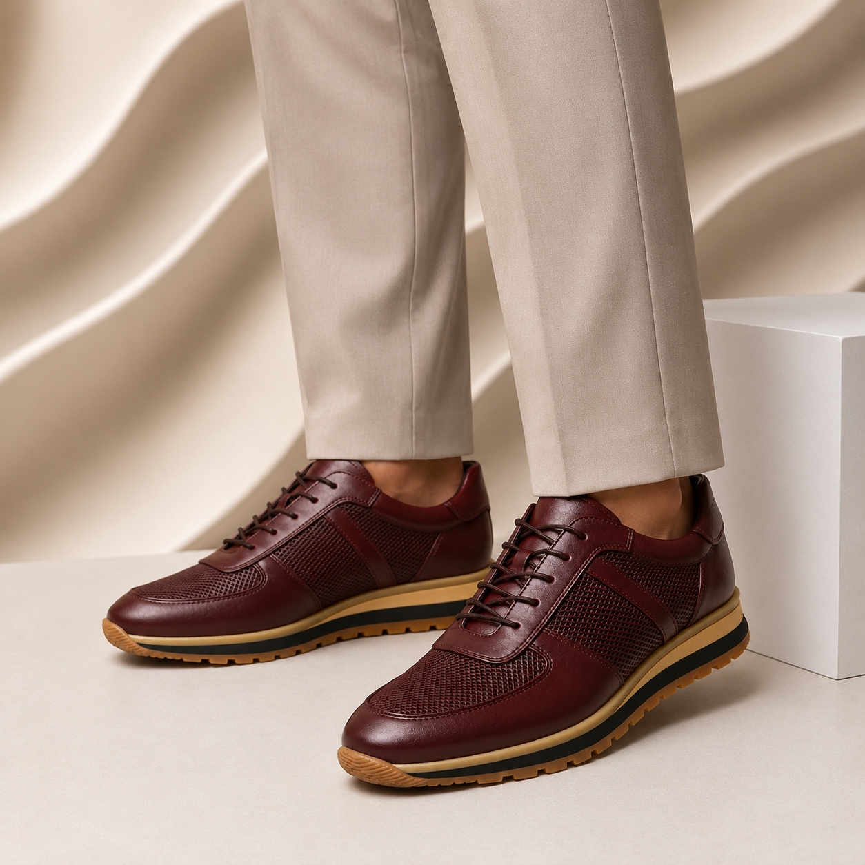 Hand-Stitched Leather Dress Sneaker